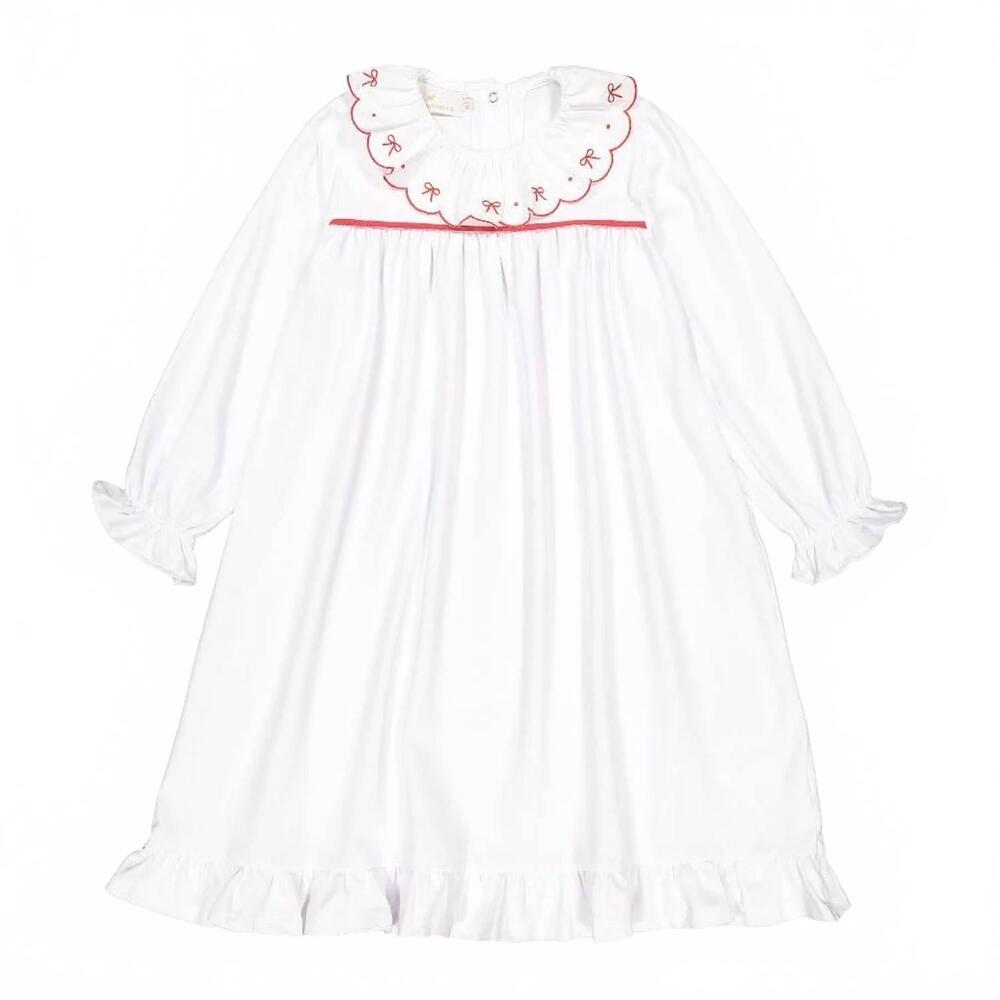 NEW SAL & PIMENTA girl's signature night gown in white/red